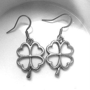 Miniature Four Leaf Clover Good Luck Charm Lucky Gift Earrings